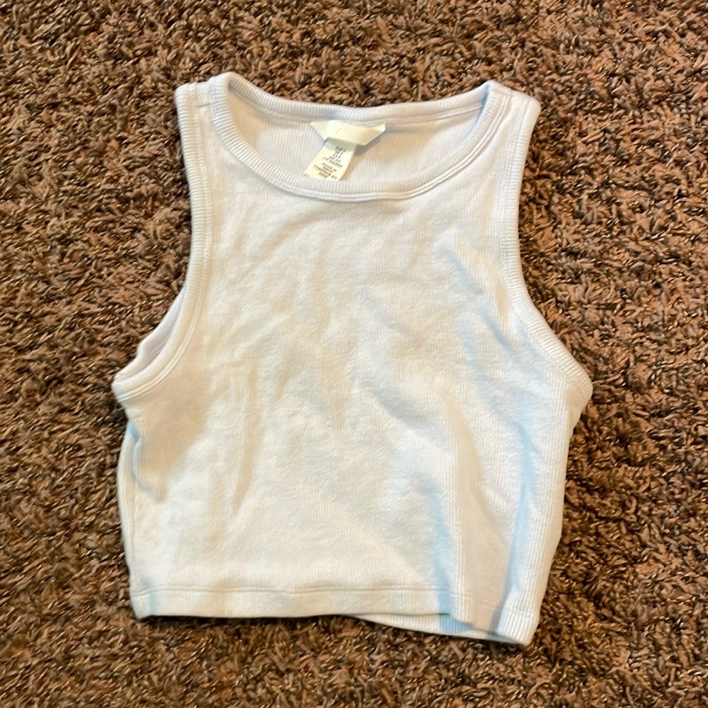 light blue crop top